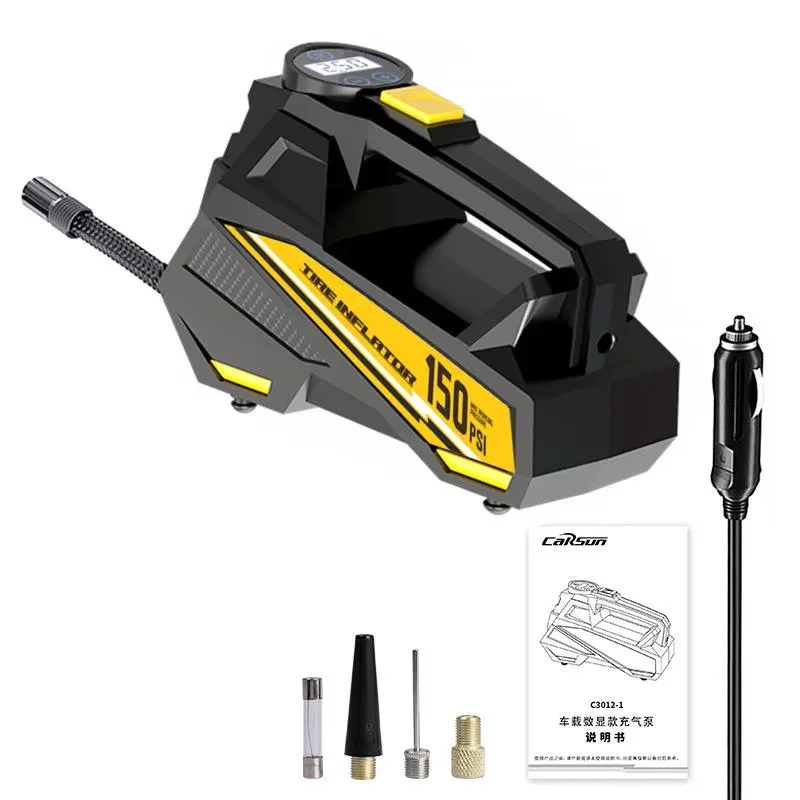 12V 150PSI 유선 휴대용 자동차 에어 펌프 업그레이드된 전동 타이어 공기 주입기 오토바이 자전거 볼 LED 라이트 자동차 에어 컴프레서