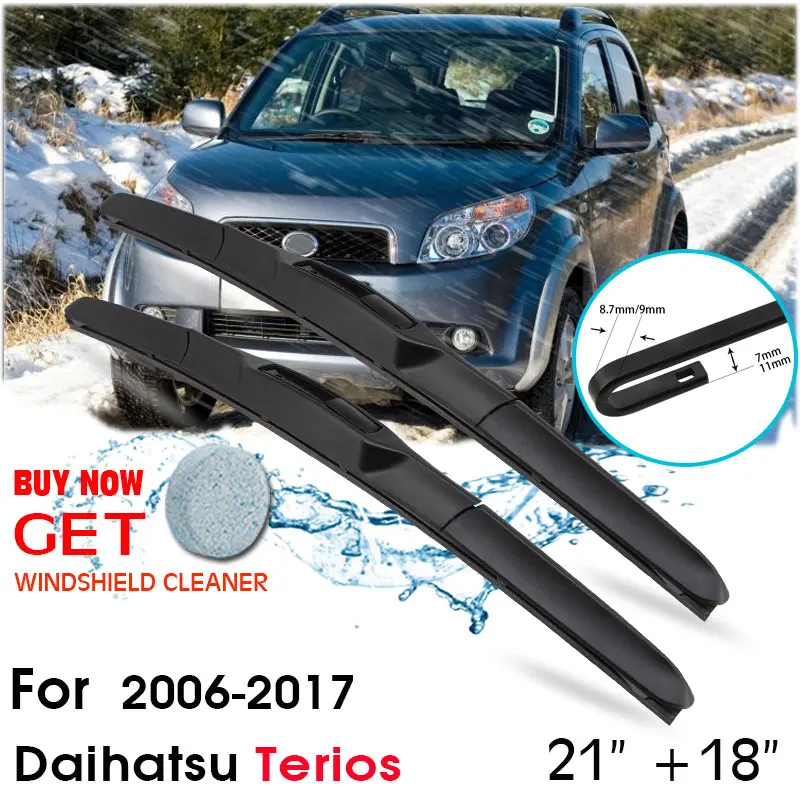 

Car Wiper Blade Front Window Windshield Rubber Silicon Refill Wipers For Daihatsu Terios 2006-2017 21"+18" Car Accessories