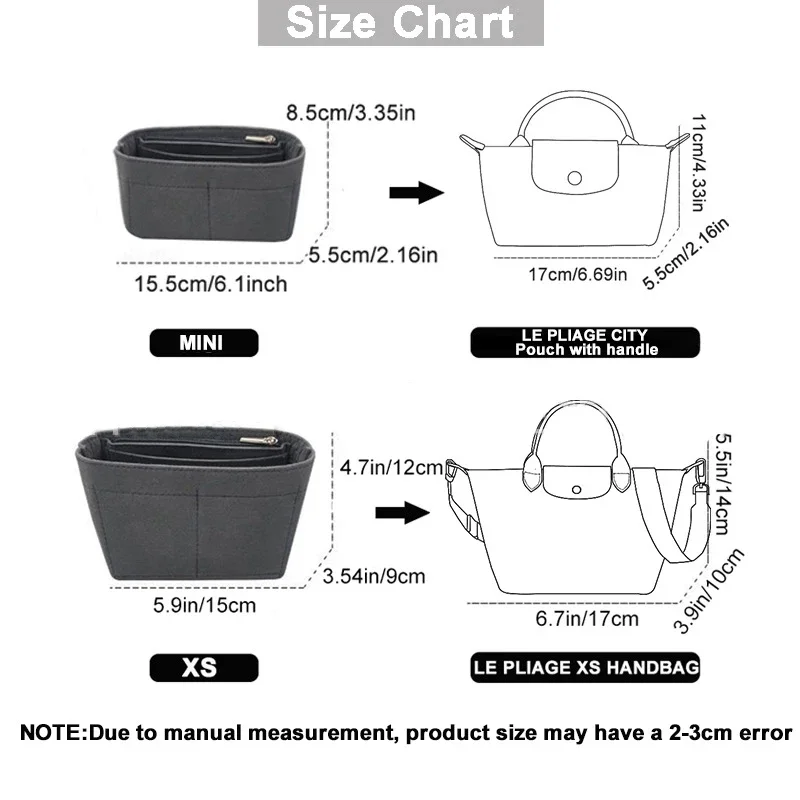 Inserto Organizer Per Borsa Longchamp Le Pliage – Ultraleggero E Impermeabile In DupontPaper | Taglia Grande (29x19x11 Cm)