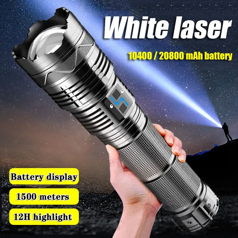 Torche d'urgence zoomable longue portée, lampe de poche LED injuste,  budgétaire super lumineux, lampe de poche extérieure, affichage de  l'alimentation - AliExpress