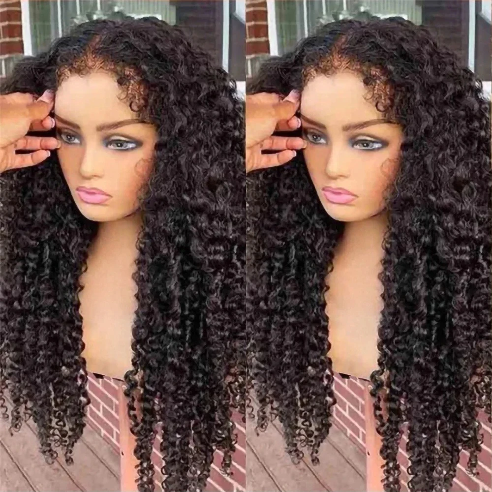 Curly Human Hair Wigs Wear And Go Glueless 4x4 Lace Closure Wig Curly Wave Frontal Wig Pre Plucked Hairline Brazilian