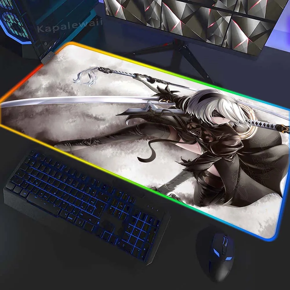 

Pc Gamer Mousepad RGB Gaming Speed Keyboard Pads Nier Mouse Pad 400x900mm XXL Mouse Mat Office Protector Mat LED Rubber Desk Mat