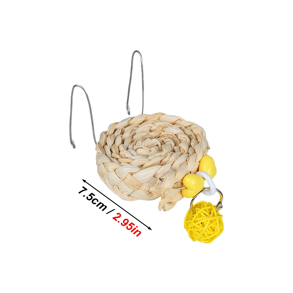 1pc Rattan Parrot Chew Toy with Bell Can Be Hanging Grinding Teeth Biting Toy for Pet Bird Parrot Training Bird Cage Accessories