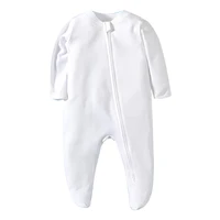 Newborn Baby Footed Sleepwear, Cotton, White, Soft, Zipper, One Piece Pajamas, Newborn Clothing, 0-12 Months 5