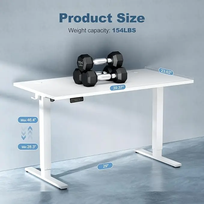 Electric Standing Desk 40x 24 Inches Height Adjustable Desk Computer  T-Shaped Metal Bracket with Memory Settings images - 6