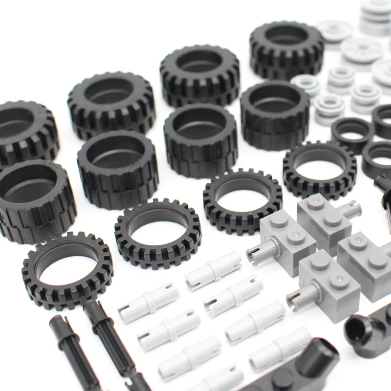 Moc 테크니컬 휠 빌딩 블록, 브릭 핀, 타이어 액슬 커넥터, 자동차 기술, 자동차 부품 세트 장난감, 56PCs/로트