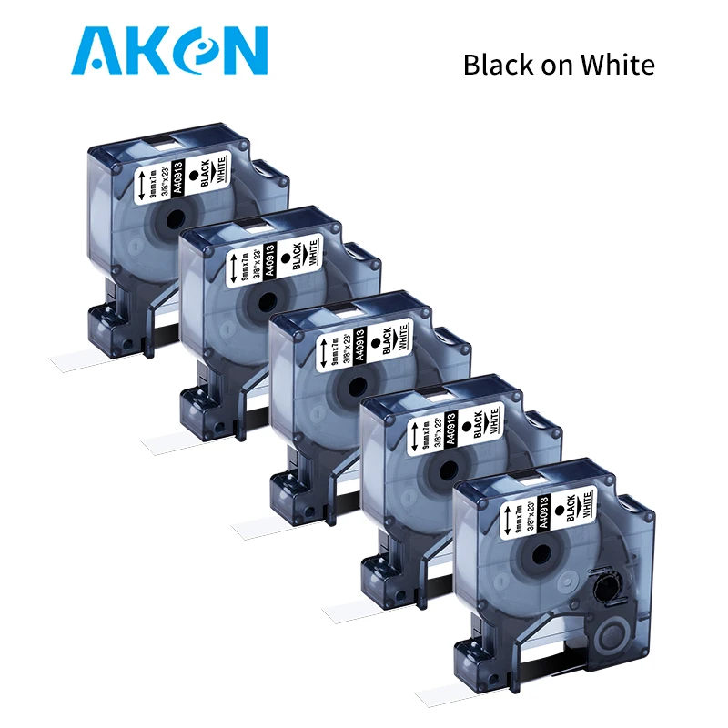 Nastro Per Etichette Aken 5Pk 6/9/12/19/24Mm Compatibile Per Dymo D1 Label Maker 45013 Nastro A Cassetta Bianco Per Dymo Label Printer160 280