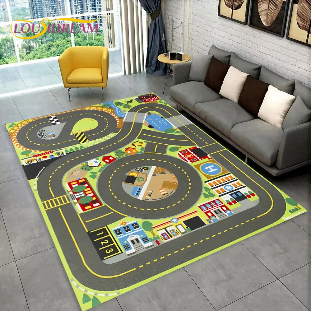 Child Playmat Highway Simulated City Traffic Rug Carpet Home Living Room Bedroom Sofa Non-slip Floor Mat,floor mat