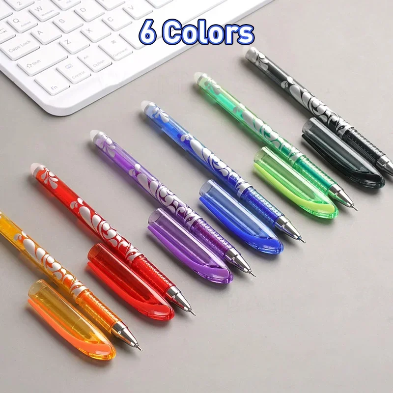 Gel Pens Erasable Gel Pen Set 6 Colors Ink Refills For School Student Office