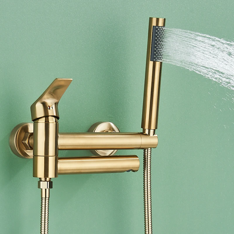 Bathtub Faucet Brass Wall Mounted Bathroom Shower Mixer Tap Single Handle Waterfall Mixing Spout Full Shower Set For Toilet 2
