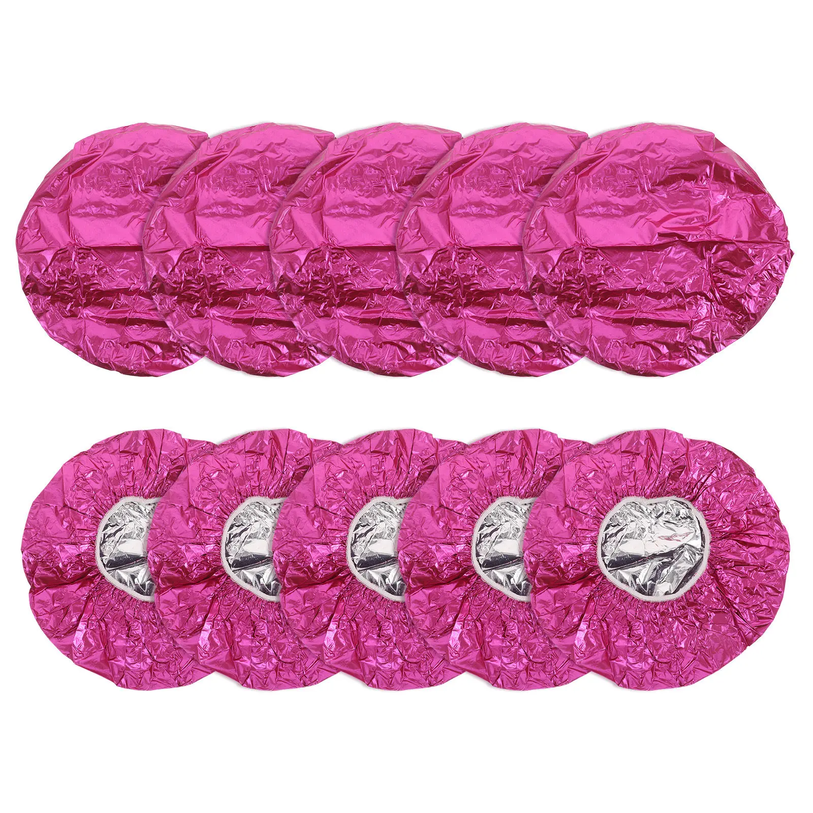 10Pcs 헤어 프로세싱 캡 알루미늄 호일 헤어 캡 딥 컨디셔닝 트리트먼트를 위한 재사용 가능한 열 보존 샤워 캡