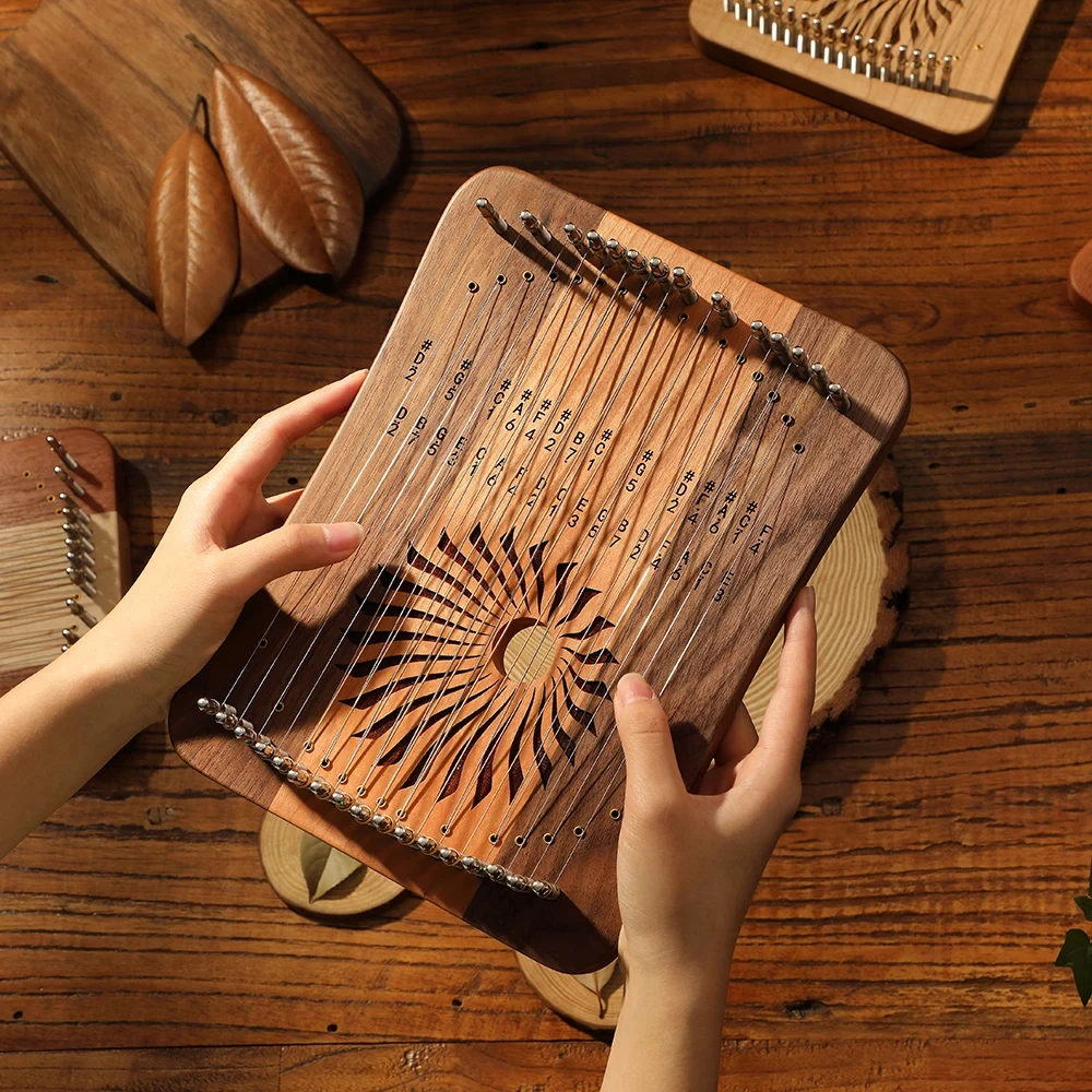 Hluru 31 Strings Mini Thumb Kalyre 17 Kalimba Strings Finger Harp Wood Creative Beginner Musical Instrument