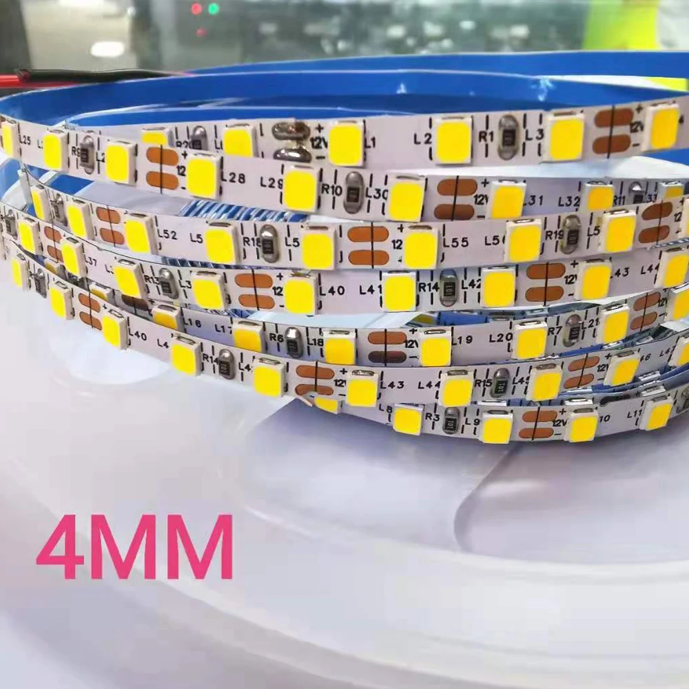 3mm 4mm 5mm 좁은 폭 LED 스트립 빛 5M DC12V 2835 120Led 로프 빛 유연한 LED 리본 백라이트 램프 홈 인테리어