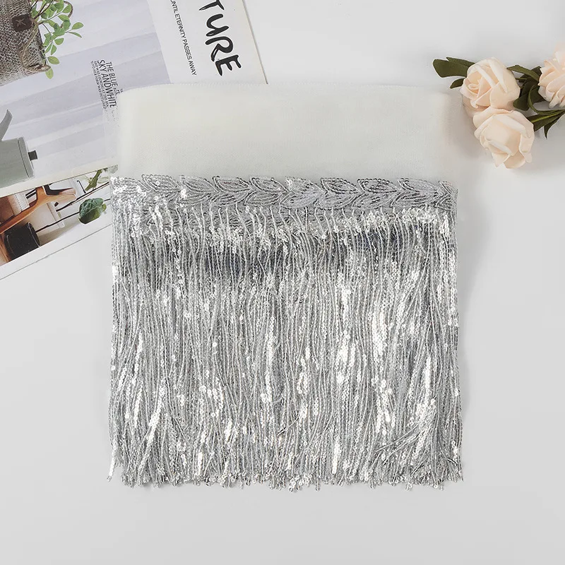 Suede Tassel Velvet Trim with Rivet and Diamond Fringe for DIY Garment Decoration