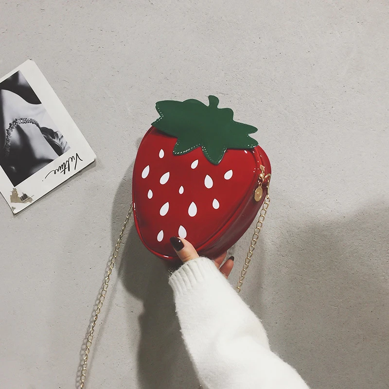 Shoulder Bag Women Strawberry Shape Designer Pu Leather Chain Crossbody for Girls crossbody bag women handbags pu crossbody bag