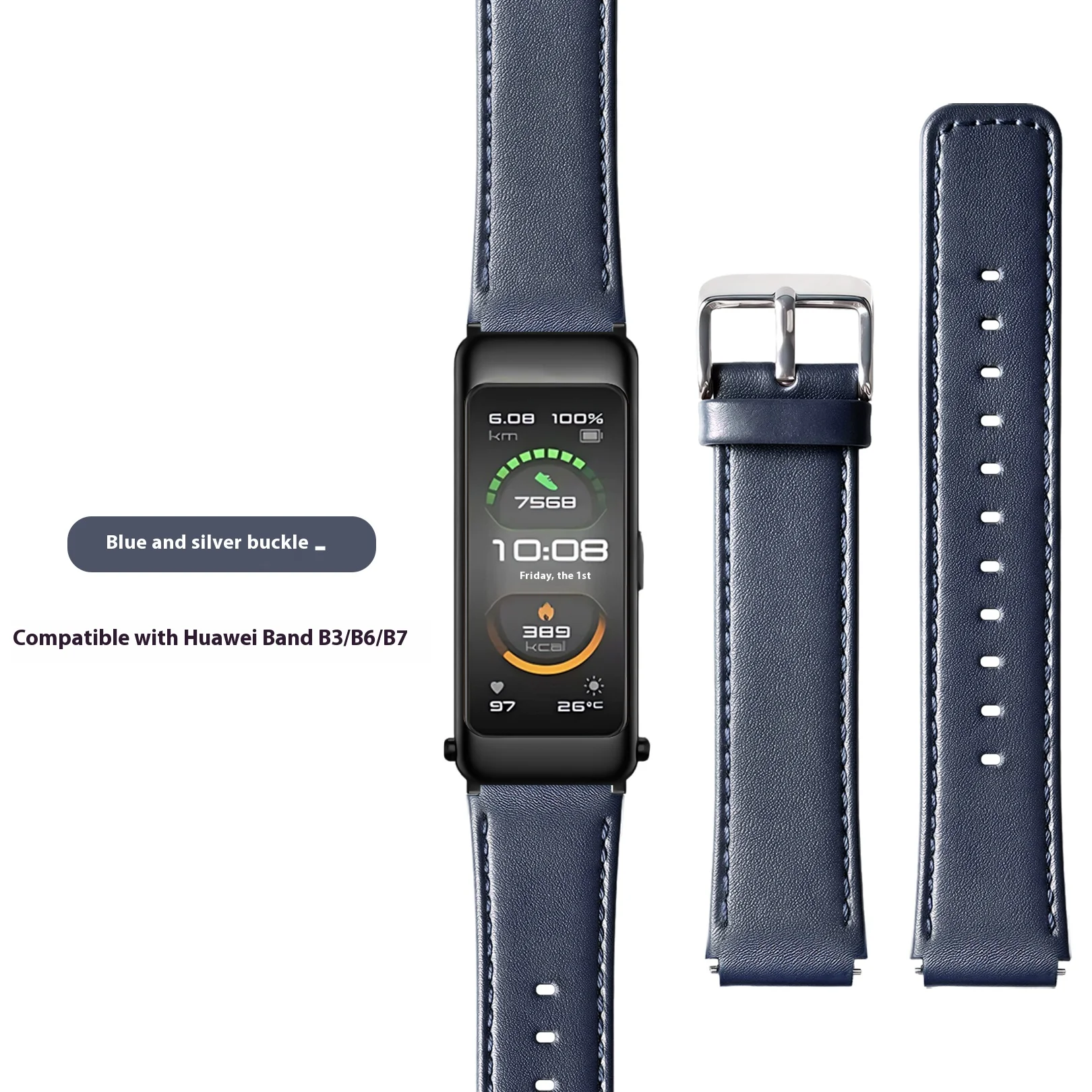 16 مللي متر جديد جلد طبيعي الفرقة لهواوي B7 B6 B3...