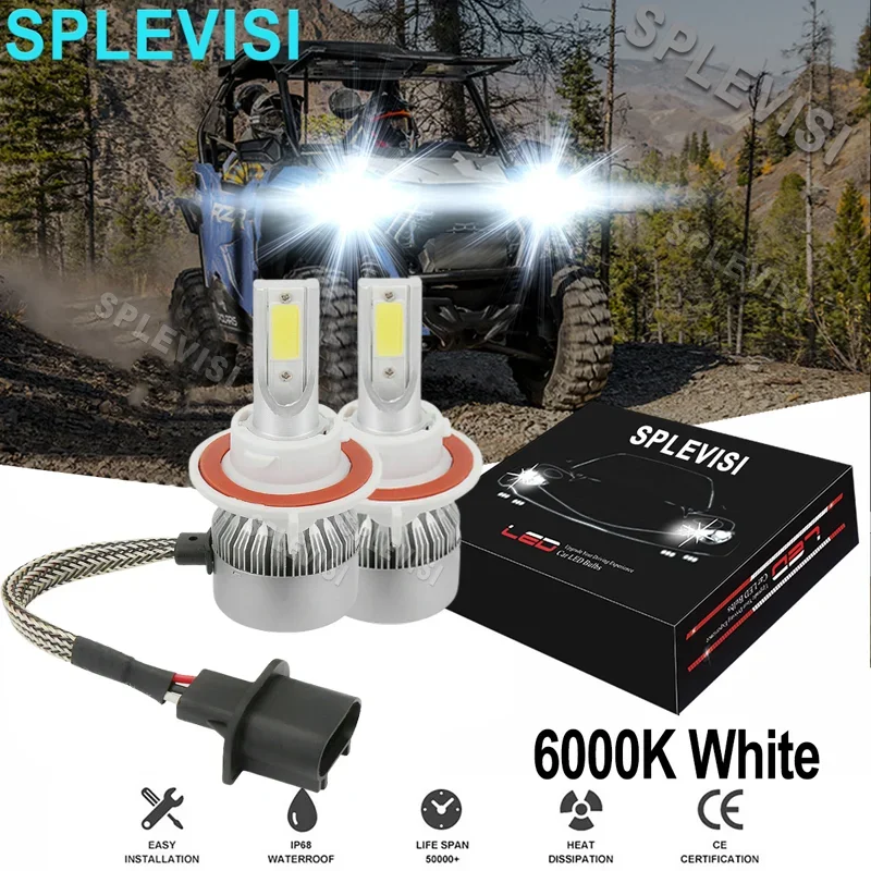 2pcs 6000k bright white 35w led headlights 4000lm for ski doo renegade x 600 800r 1200 xrs 800r snowmobile LED Headlights 2Pcs 12V-24V 6000K 9000LM White H13/9008 For Polaris RZR 1000 2014 2015 2016 2017 2018 2019 2021