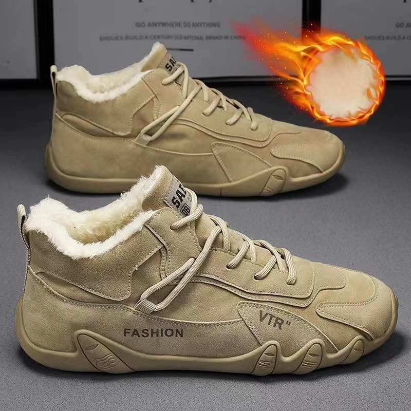 Ankle Boots For Men Casual Plush Warm Snow Boots Winter Sneaker Non Slip Work Shoes Men Motorcycle Short Zapatillas Hombre