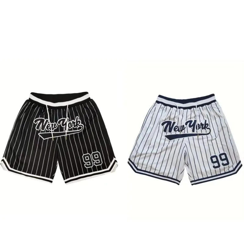 Men's New York Embroidered Basketball Shorts Summer Gyms Quick Dry Sport Shorts Fitness Exercise Beach Breathable Jogger
