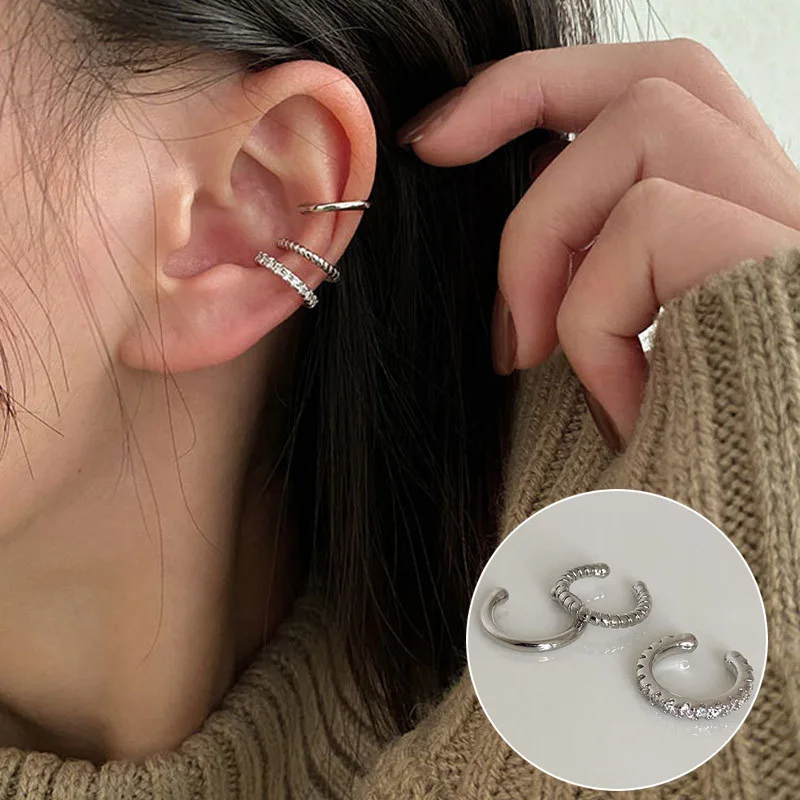 Ear Clip Earrings Clip Earrings Ear Clip 3-Piece Set C-Shaped Without Piercing Ear Clips Earrings Simple Shiny Rhinestone Clip Earrings Women Daily Wear Jewelry Gift