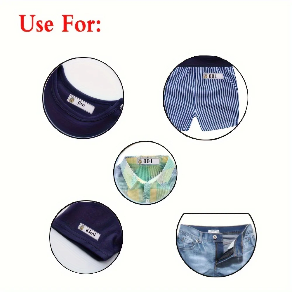 White Washable Iron on Name Labels Garment Fabric Clothing Labels Tags Marker Set for School Sewing Accessories 100/200pcs clothing labels