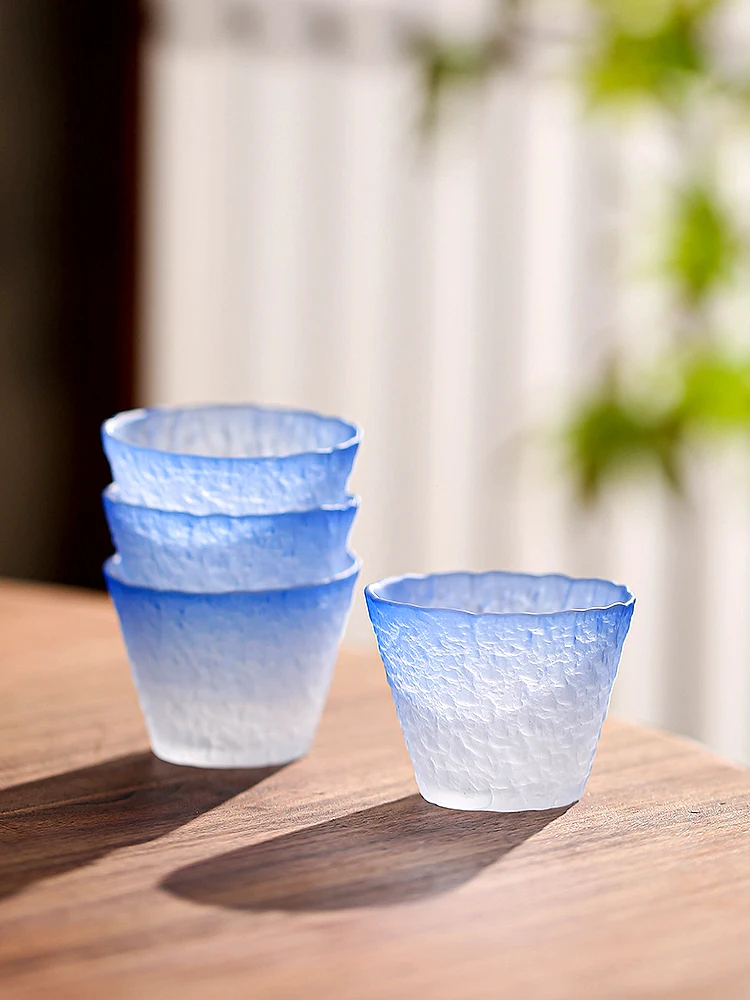 Japanese Blue Sake Wine Glass Set, Wine Pot, Tea Cup, Household Drinking Glasses, Fruit Shot Glass, Dispenser