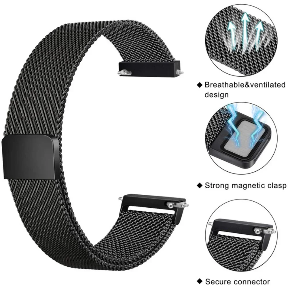 Magnetic Milanese Loop Metal Bracelet Band, 20mm 22mm