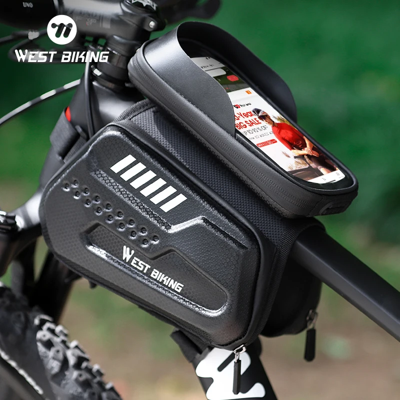 WEST BIKING  YP0707283  Waterproof Bicycle Frame Bag Front Tube Bag Touch Screen Phone Holder Case Cycling Bag MTB Road Bike Accessories