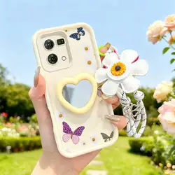 Butterfly - Themed Phone Case Set with Lanyard and Craft Embellishments - 3 Piece Bundle for OPPO Reno7 Pro 5G (WHITE)