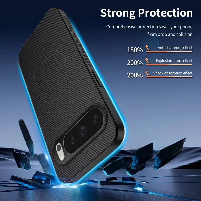 Premium Carbon Fiber Magnetic Wireless Charging Shockproof Case - Luxury Edition