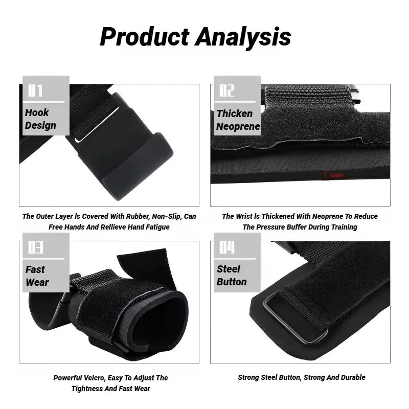 2Pcs Non-Slip Weight Lifting Hooks Straps Weightlifting Deadlift Chin Pull Up Exercise Fitness Hook Training
