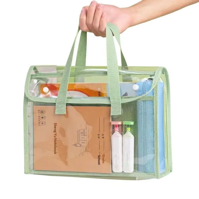 Cartella Portatile Trasparente Impermeabile di Grande Capacità, Borsa Espandibile per Archiviazione Documenti, Borsa Portadocumenti Autoadesiva in PVC - immagine 6