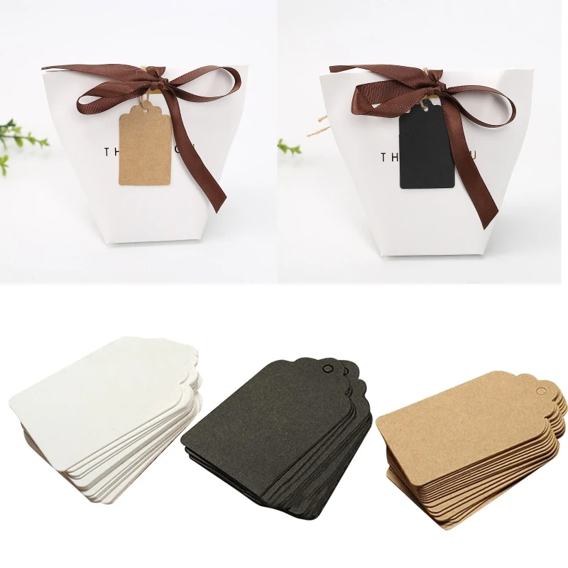 100 Pieces Lace Kraft Paper Tags Luggage Wedding Note DIY Blank Price Name Hang Tag Gift Craft Hand-painted Card |