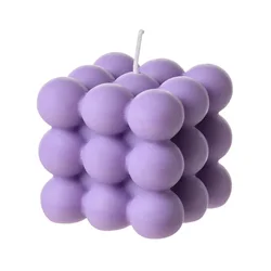White and Pink Bubble Cube Soy Wax Candles - Scented Home Decor and Gift Set (2 Pieces) (1pcs purple)