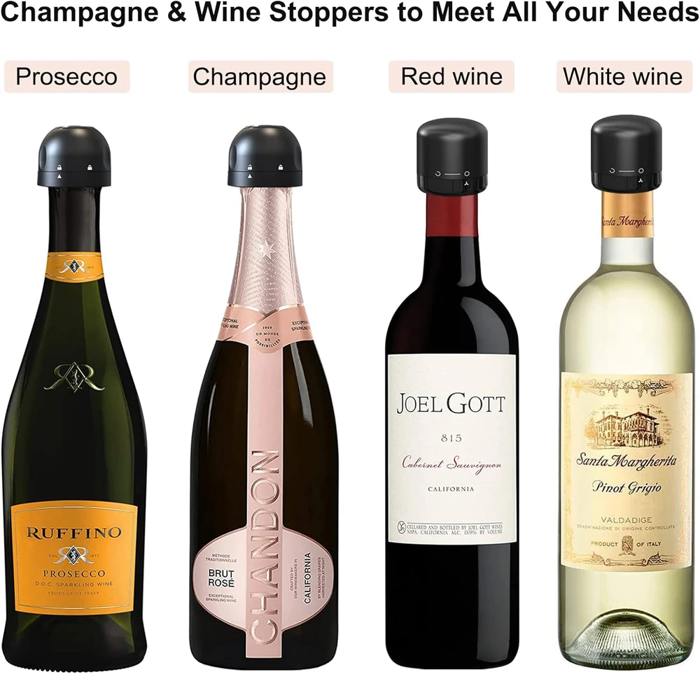 Champagne Rolha de Garrafa de Vinho Silicone Toppers Reutilizável Saver Cork Superior à Prova de Vazamento Mantém o Vinho Fresco - Imagem 5