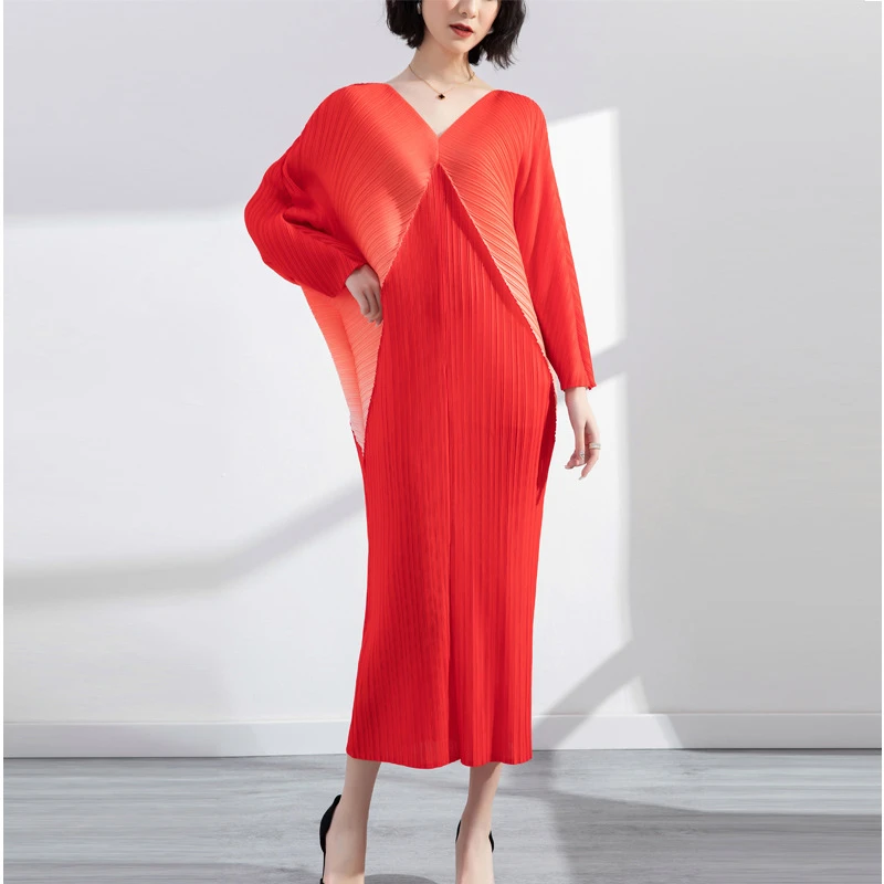 2022 Miyake Pleated Dress Women Loose Elegant Midi Long Dresses For 2022-miyake-pleated-dress-women-loose-elegant-midi-long-dresses-for
