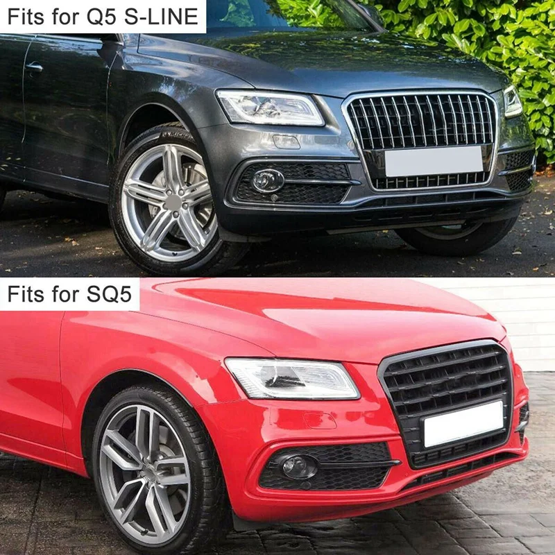 

1Pair Front Bumper Fog Lamp Grille Cover For Q5 Sport 2013-2017 Lower Grille Foglight Bezel Honeycomb Decoration