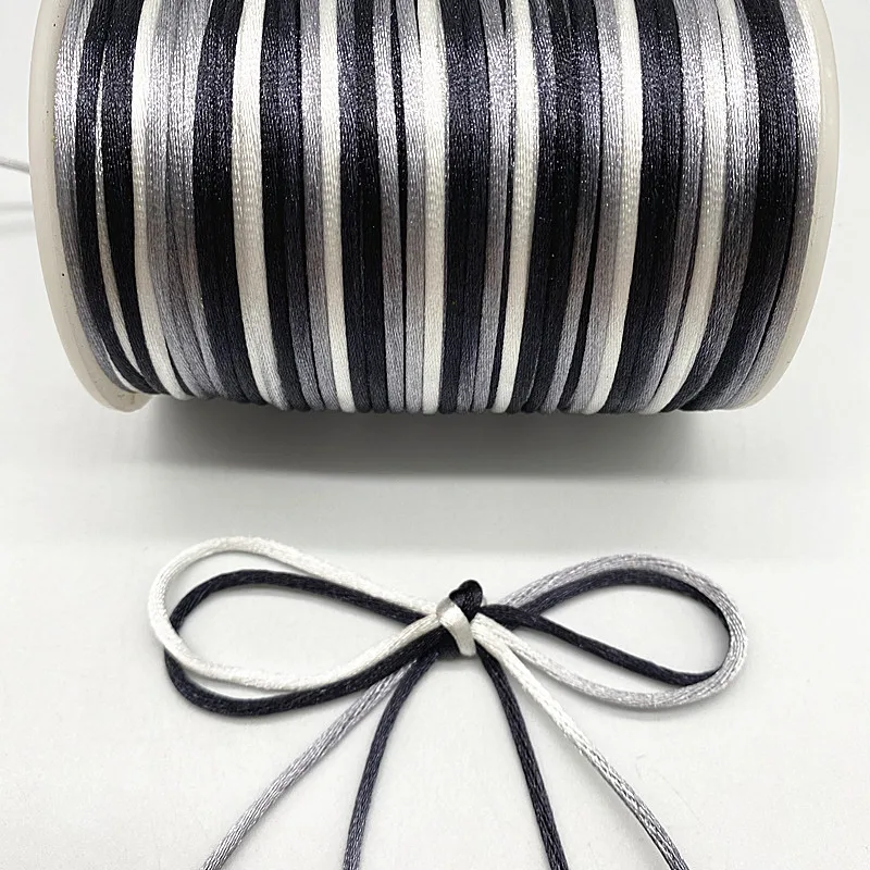 Colorful Chinese Knot Line Cord 5yards/lot 2.0mm Silk Satin Cord Nylon DIY String Necklace Bracelets