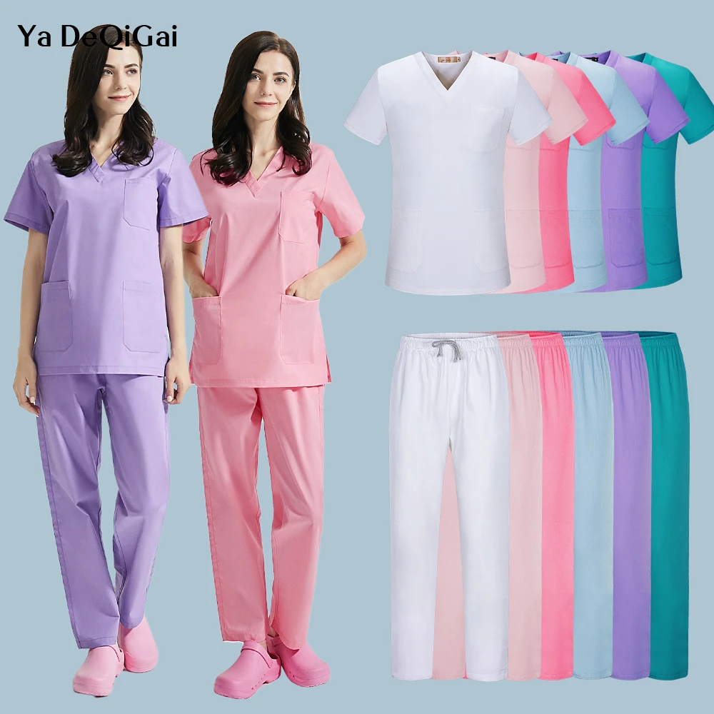Uniforme de trabajo de médico enfermera para Hospital, conjunto de dos piezas de pantalones cortos