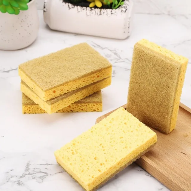 10 Pack Eco-Friendly Natural Plant Based Scrub Sponges Palm Fiber Dishwashing Sponge With Two-Sided Compostable Design Dish 6