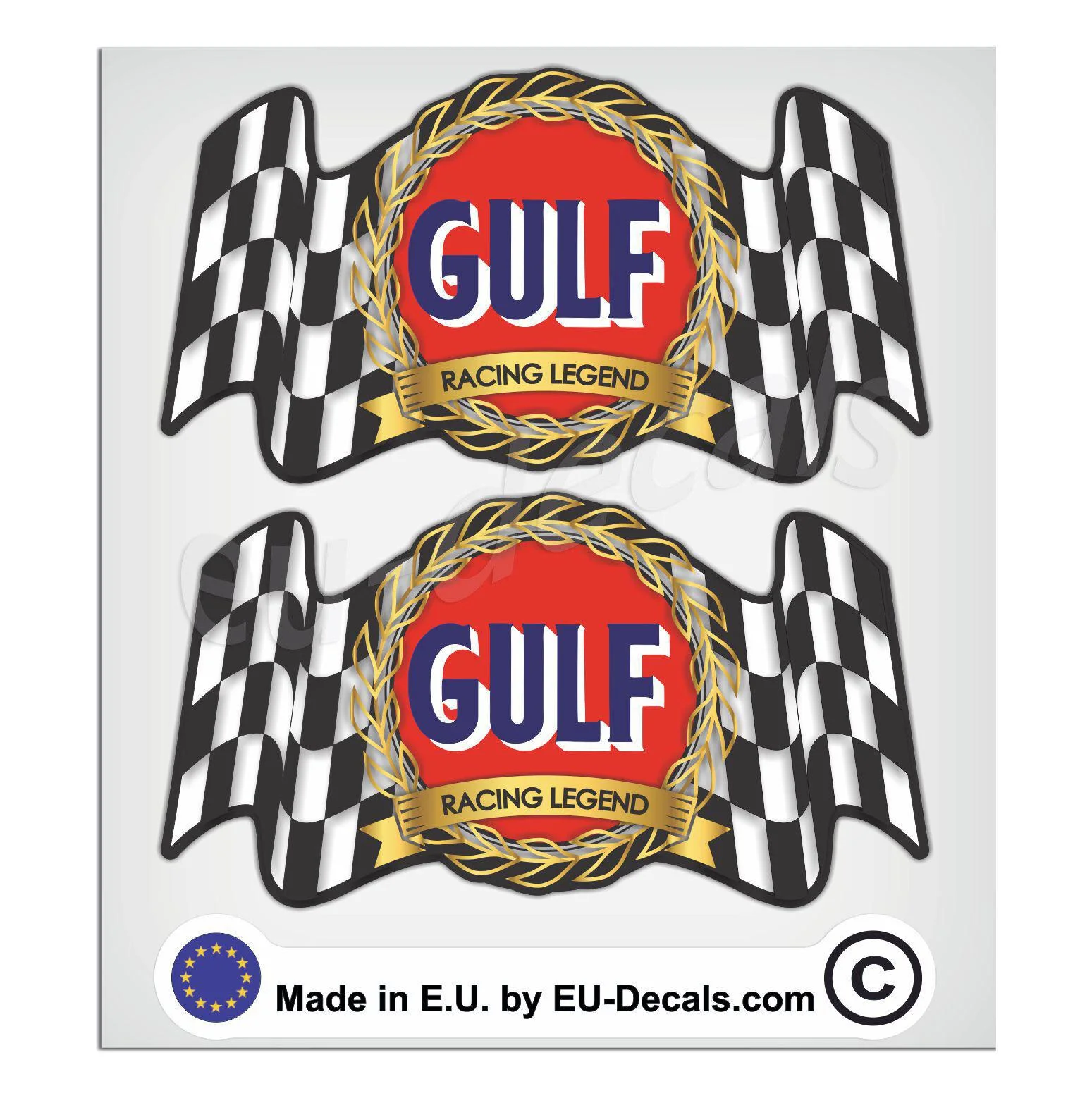 For 2X 92mm-3.63" Vintage Gulf oil Racing Legend Laminated Decal