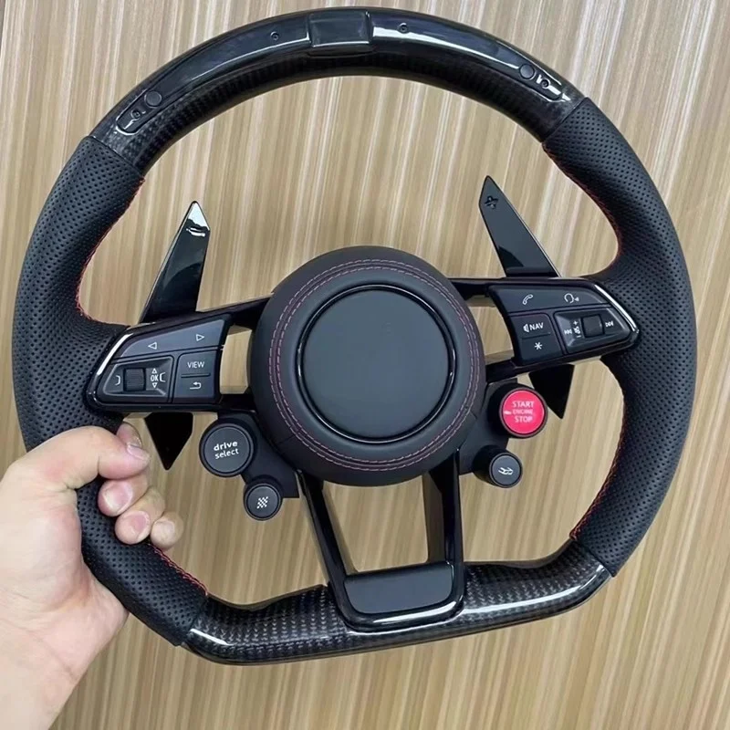 아우디 A4L A5 A6L A7 TT Q5 S4 S5 RS5 RS6 RS7 개조 R8 스티어링 휠 어셈블리 카본 파이버 가죽 LED 투키/포키