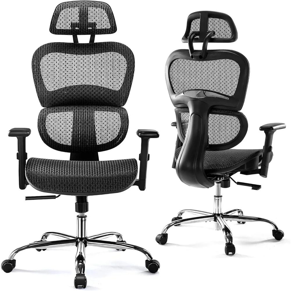 JHK Ergonomic High Back Office Chair with Adjustable Headrest and Comfortable Lumbar Swivel Rolling, Breathable Mesh