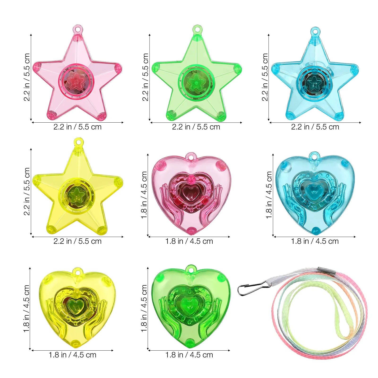 Star Heart LED Light Up Necklaces For Kids Adults Sparkle Plastic Neck Chains Shining Pendant Kids Party Favors