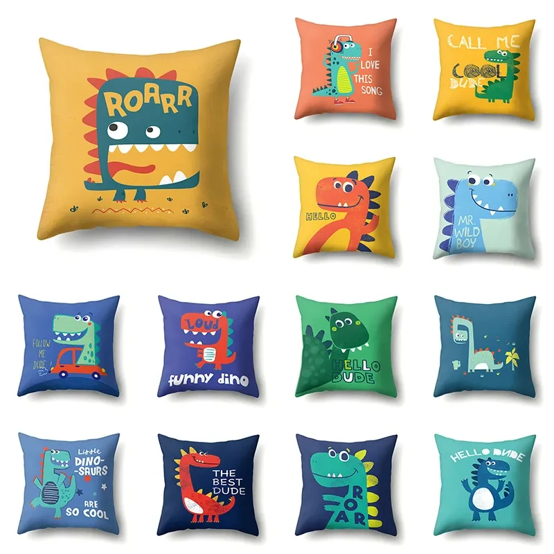

Cartoon Dinosaur Cushion Cover Cute Pattern Pillow Cover 45x45cm Decorative Pillowcase for Sofa Car Abstract Personality F1813