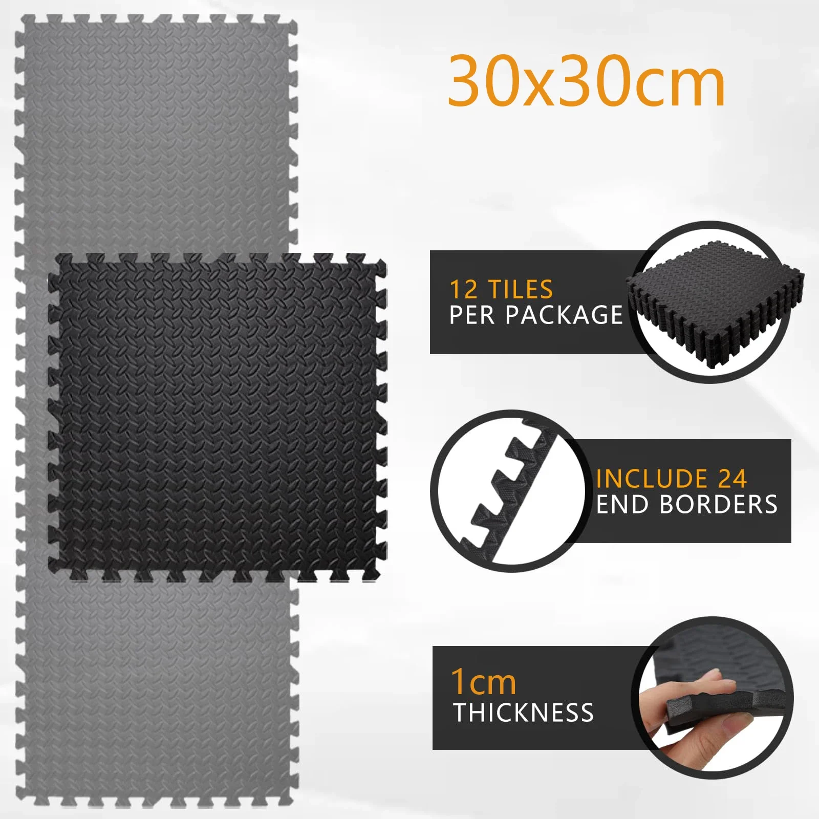 Puzzle Fitness Mat Set with Non-Slip Eva Interlocking Foam Tiles Ideal for Home Gym Workouts and Kids Play Area