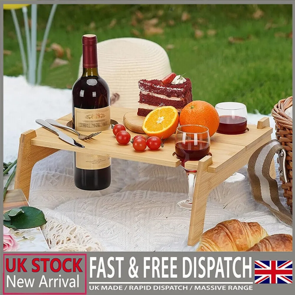Folding Wooden Picnic Table Party Catering Camping Picnic BBQ Table Portable UK