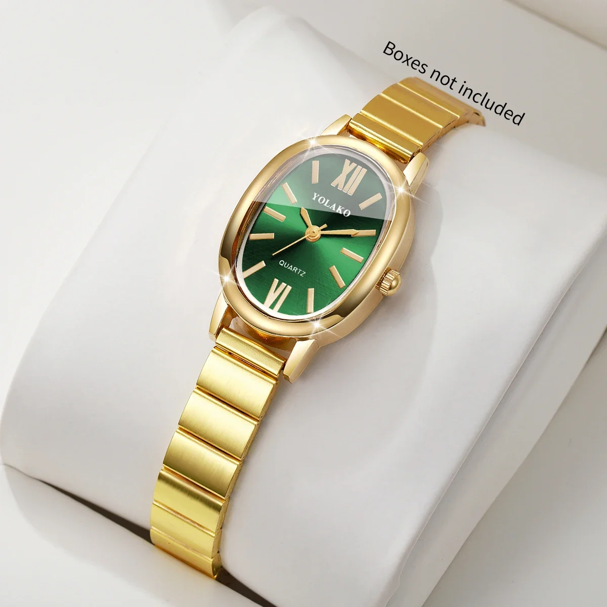 Elegant Green Women's Watch with Roman Dial and Gold Bracelet Strap - Quartz Wristwatch Gift