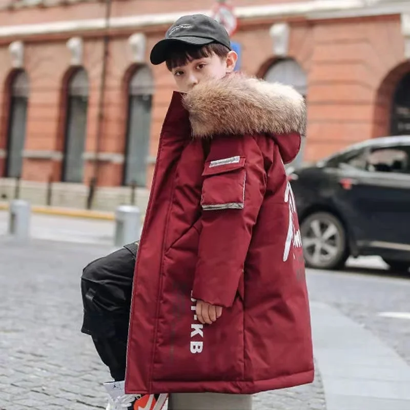 Winter Boys Girls Jacket Long Pattern Cotton Padded Coat Hooded Warm Children Clothing Parkas veste Teens Kids Outerwears kids jackets kids cotton clothes