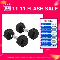 HOMCOM Rubber Dumbbell Sports Hex Weights Sets Home Gym Fitness Hexagonal Dumbbells Kit Weight Lifting Exercise (2 x 10kg)